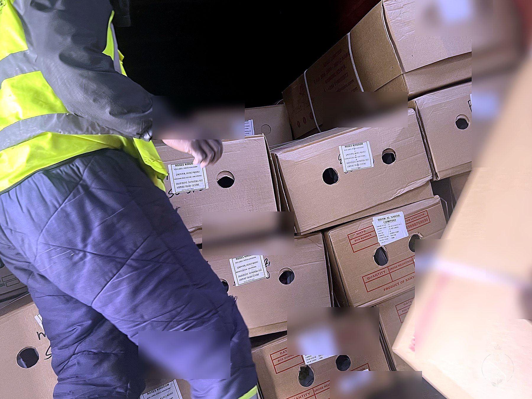 Export flower boxes counted and labelled for the Gulf